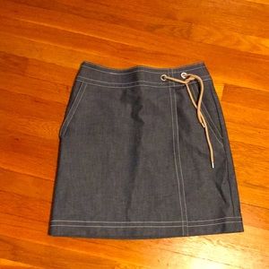 Ann Taylor denim skirt wrap with lining.